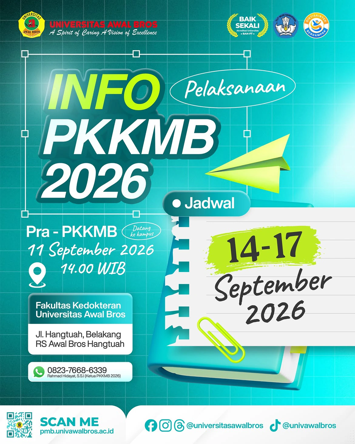 Info pelaksanaan PKKMB Universitas Awal Bros 2026